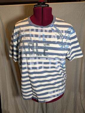 American Eagle Outfitters Women's XXL Striped Graphic T-Shirt Classic Fit